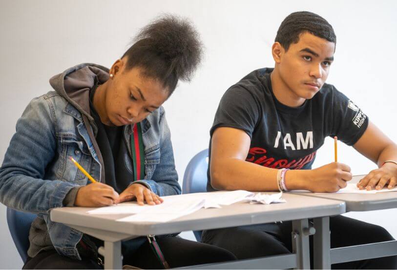 two students in classroom