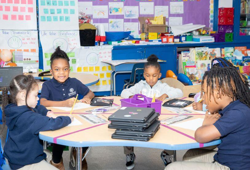 group of students in classroom