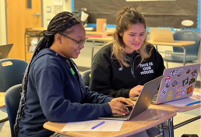 two students in classroom