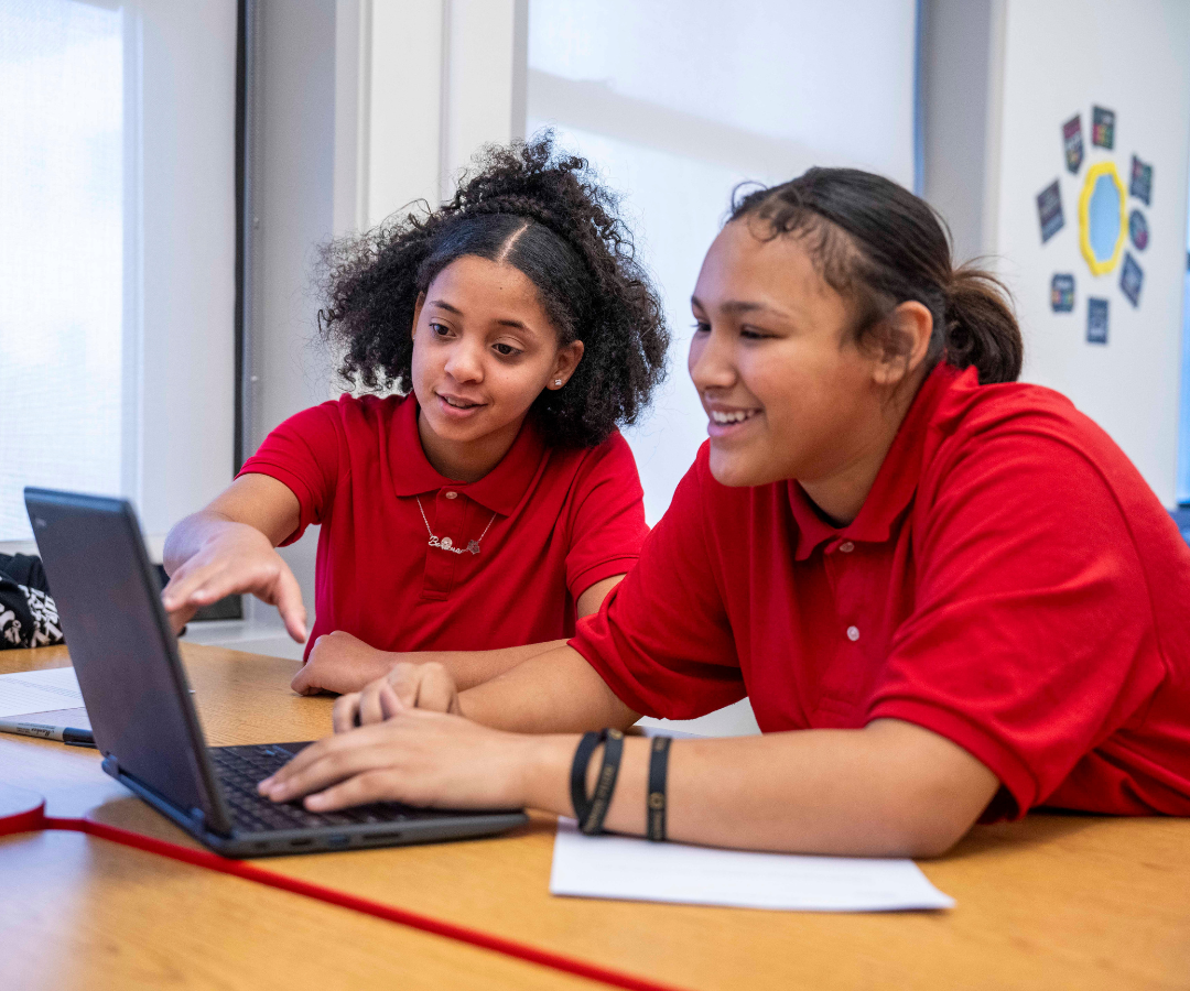 two female students in classroom