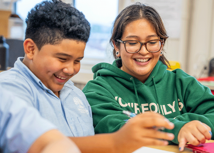 teacher supporting student