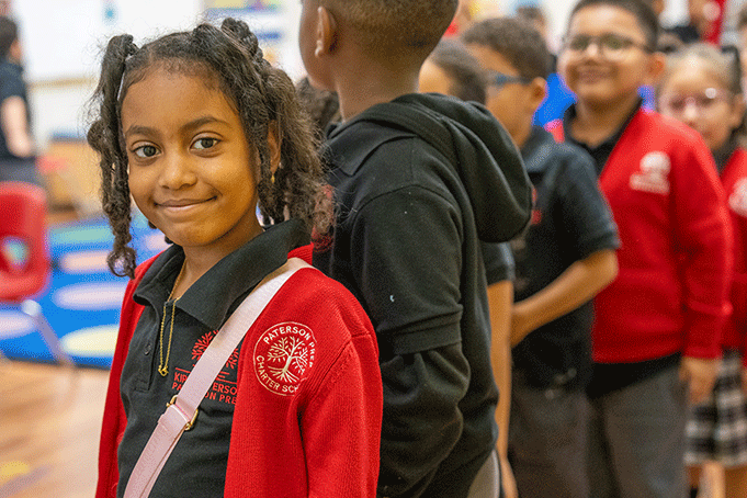 young students standing